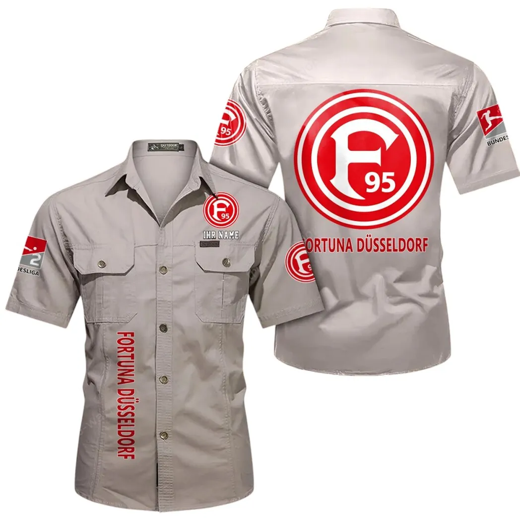 Fortuna Dusseldorf Hemd mit kurzen Ärmeln, All-Over-Print Kurzarmhemd BDE11052625242 - Beige