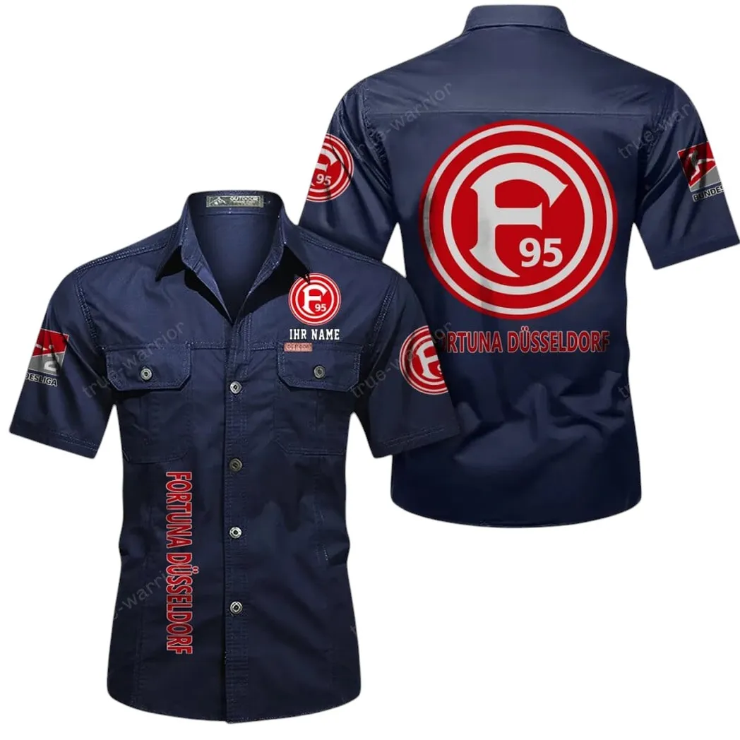 Fortuna Dusseldorf Hemd mit kurzen Ärmeln, All-Over-Print Kurzarmhemd BDE11052625242 - Dunkelblau