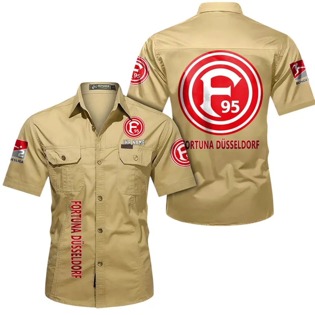 Fortuna Dusseldorf Hemd mit kurzen Ärmeln, All-Over-Print Kurzarmhemd BDE11052625242 - Khaki