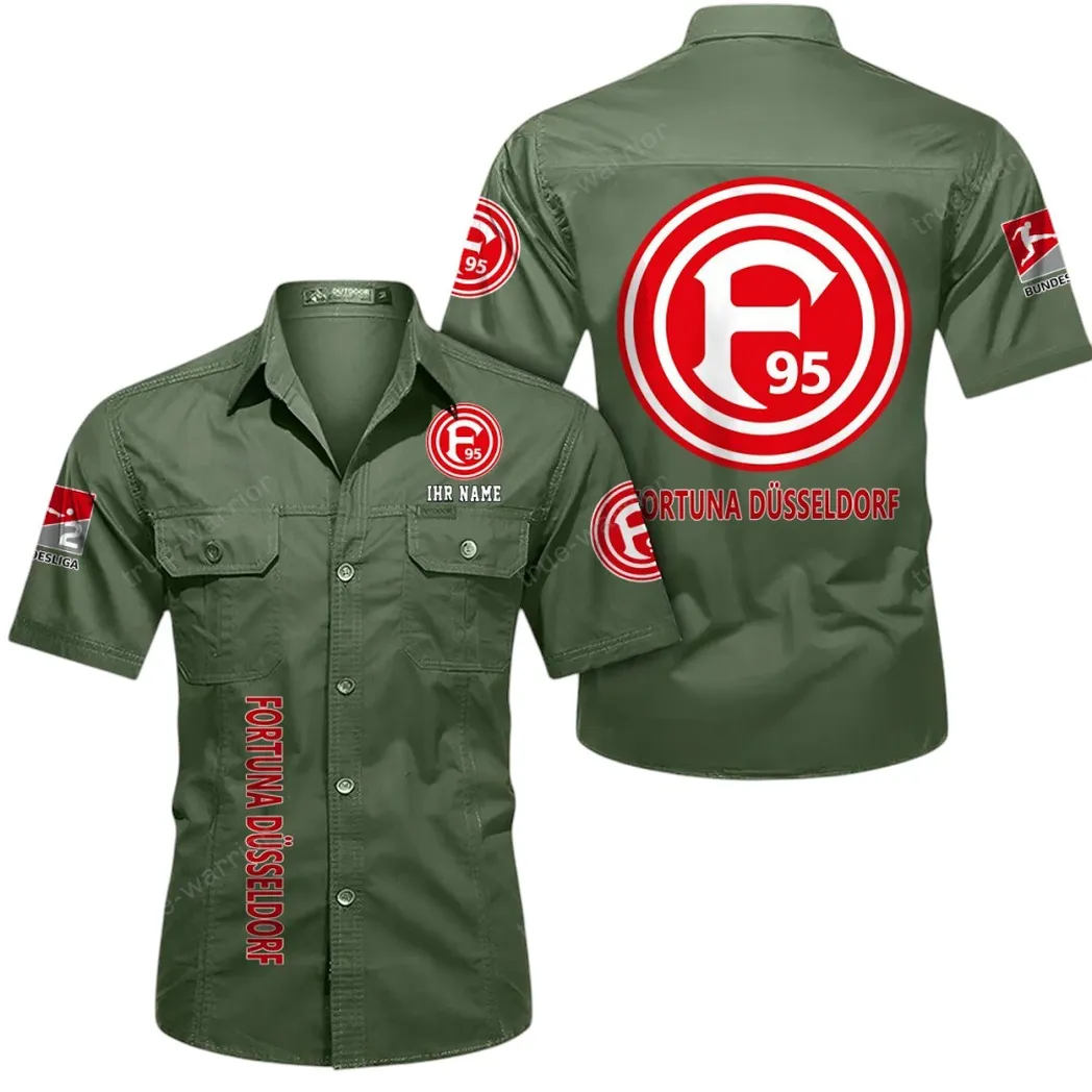 Fortuna Dusseldorf Hemd mit kurzen Ärmeln, All-Over-Print Kurzarmhemd BDE11052625242 - Olivgrün