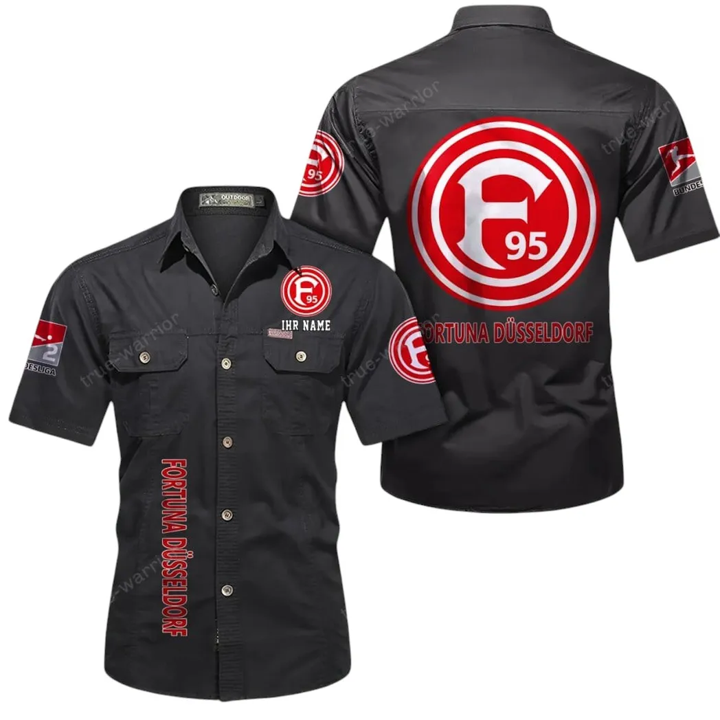 Fortuna Dusseldorf Hemd mit kurzen Ärmeln, All-Over-Print Kurzarmhemd BDE11052625242 - Schwarz