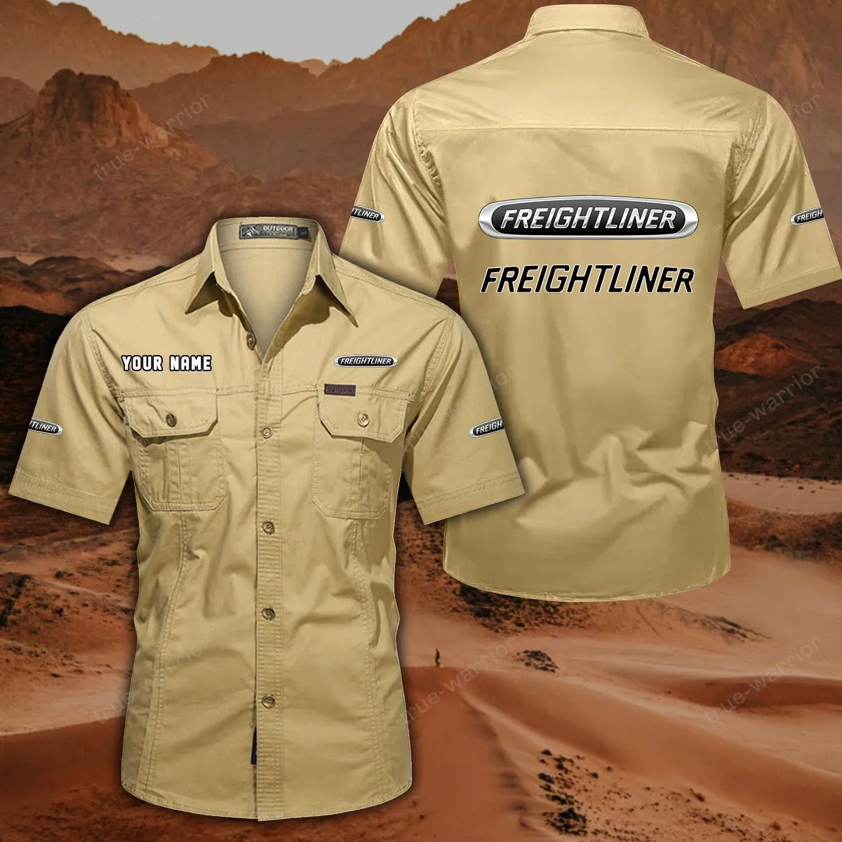 Freightliner Hemd mit kurzen Ärmeln, All-Over-Print Kurzarmhemd CAR444052625924 - Khaki