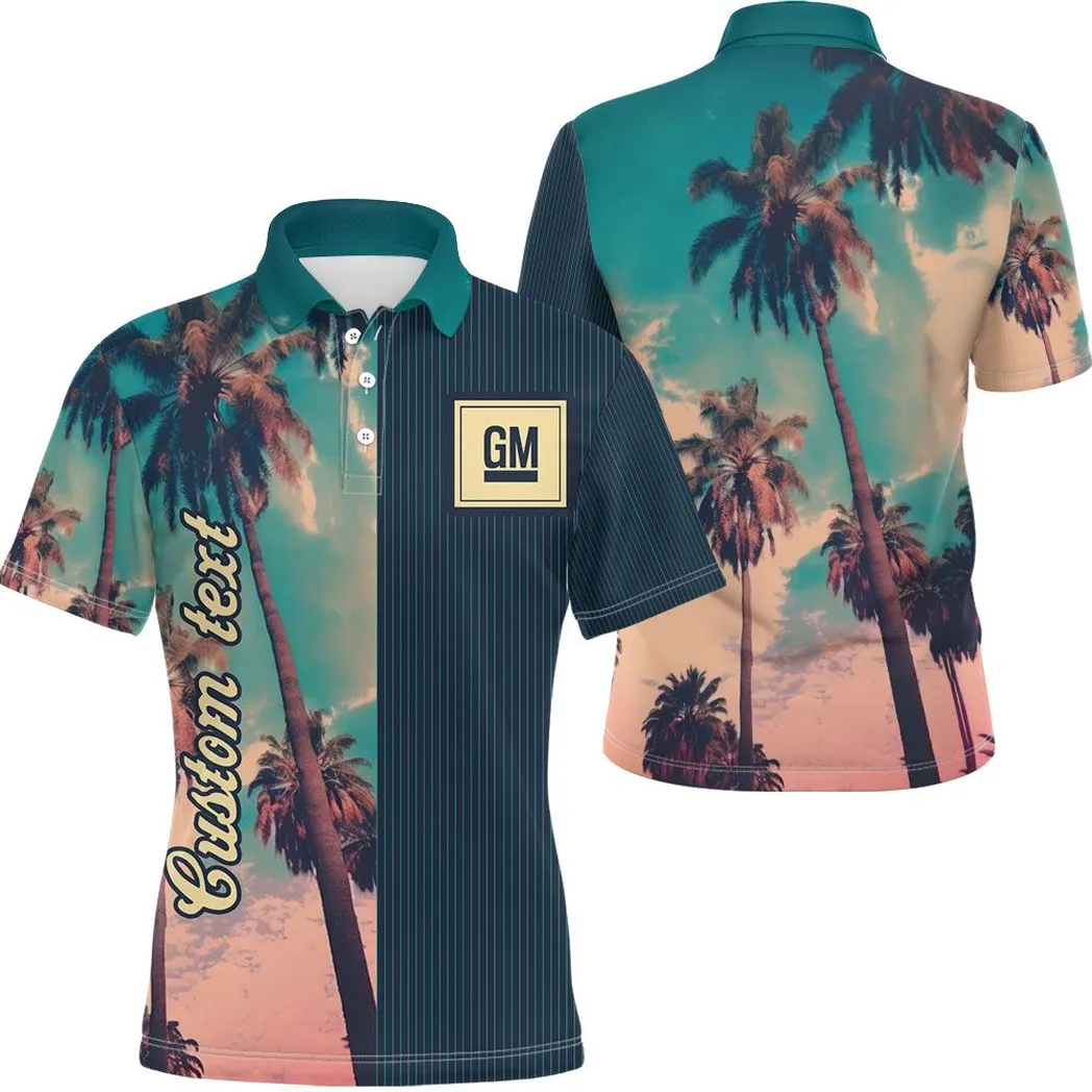 General Motors Vintage Poloshirt mit Palmen, Personalisiert Poloshirt mit Allover-Autodruck CAR431041625354