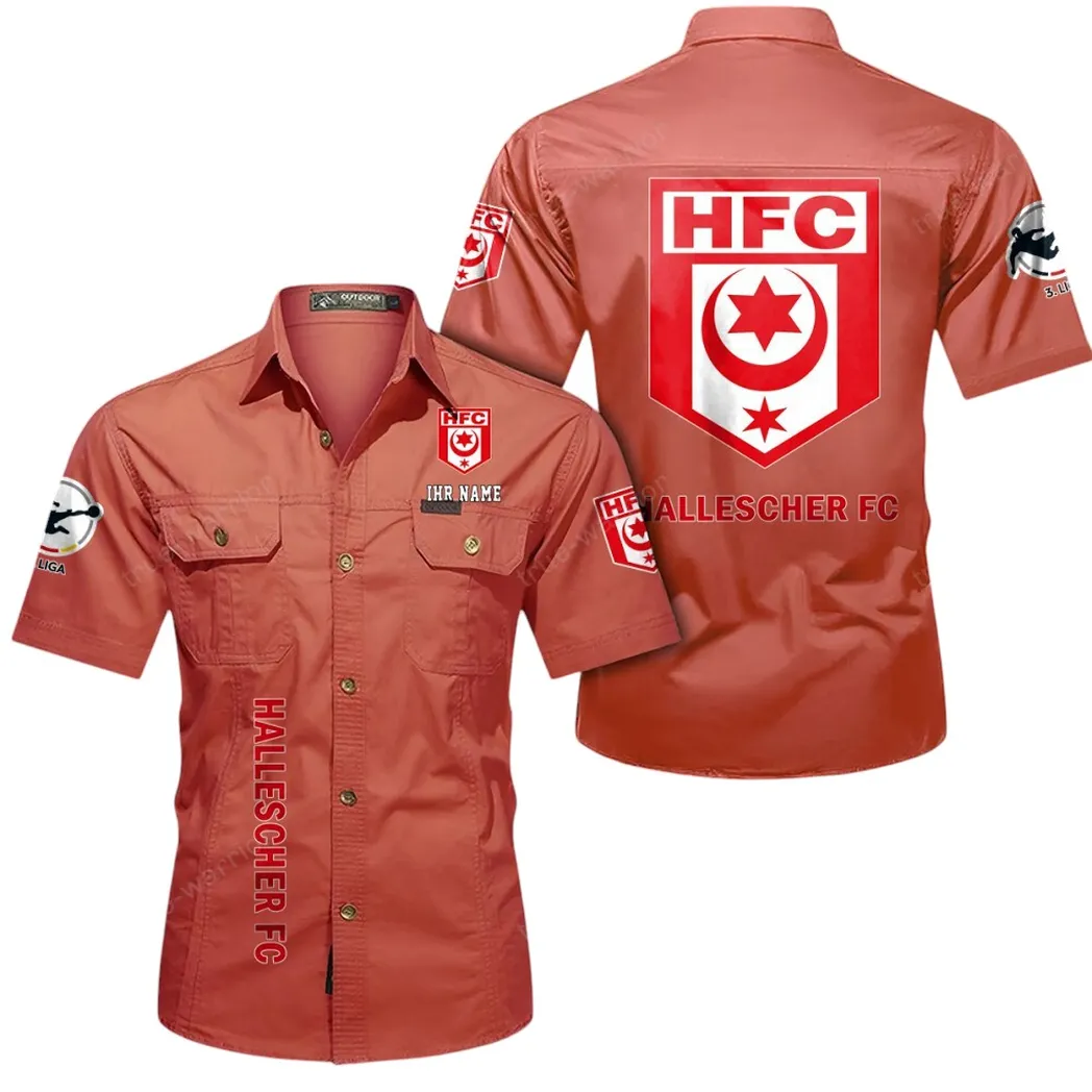 Hallescher FC Hemd mit kurzen Ärmeln, All-Over-Print Kurzarmhemd BDE11052625265 - Rot