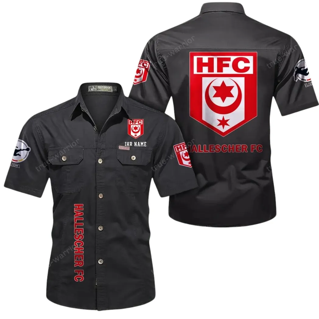 Hallescher FC Hemd mit kurzen Ärmeln, All-Over-Print Kurzarmhemd BDE11052625265 - Schwarz