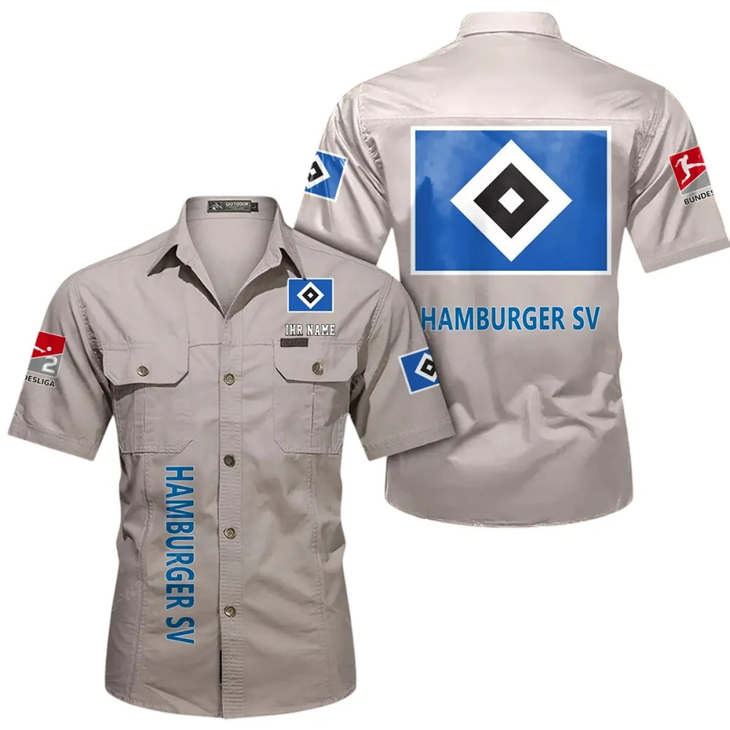 Hamburger SV Hemd mit kurzen Ärmeln, All-Over-Print Kurzarmhemd BDE11052625237 - Beige