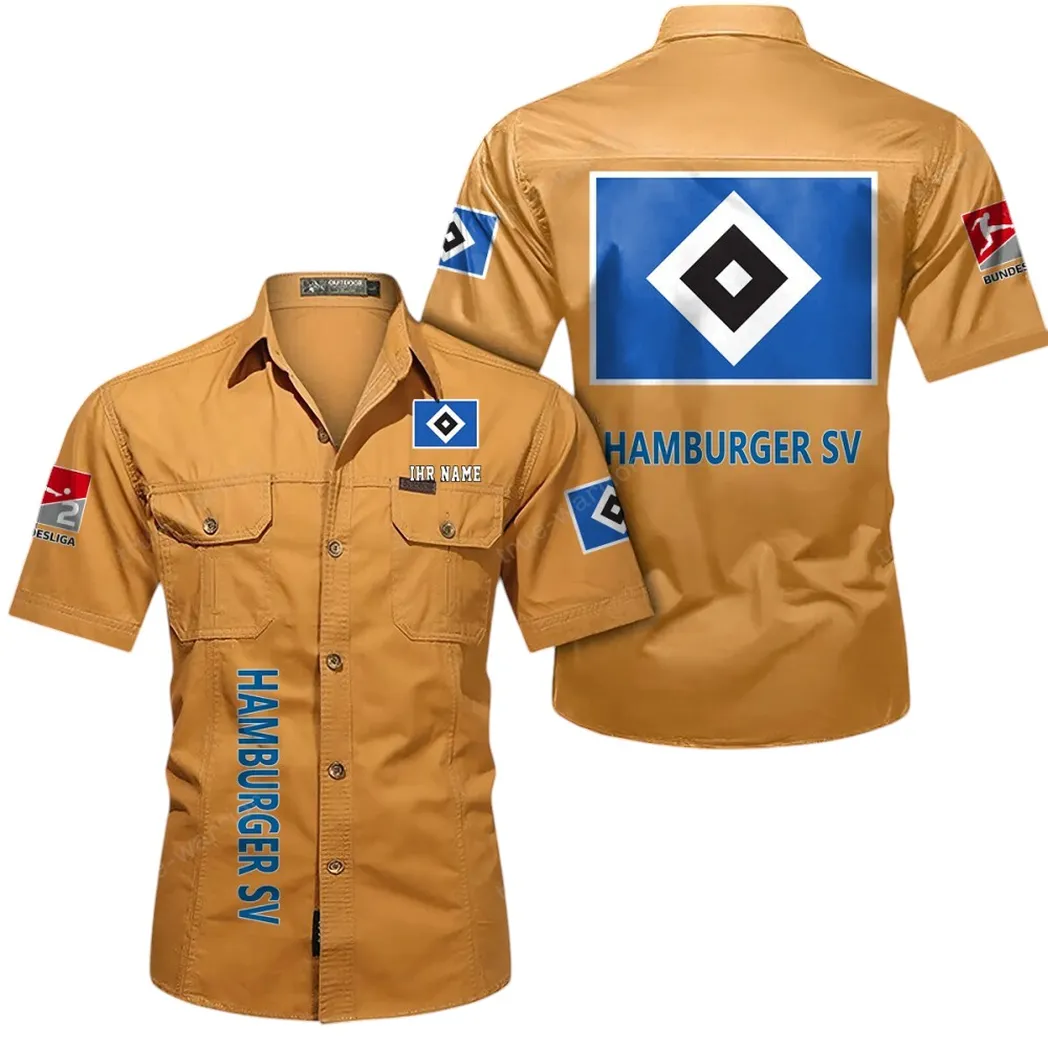 Hamburger SV Hemd mit kurzen Ärmeln, All-Over-Print Kurzarmhemd BDE11052625237 - Gelb-Orange