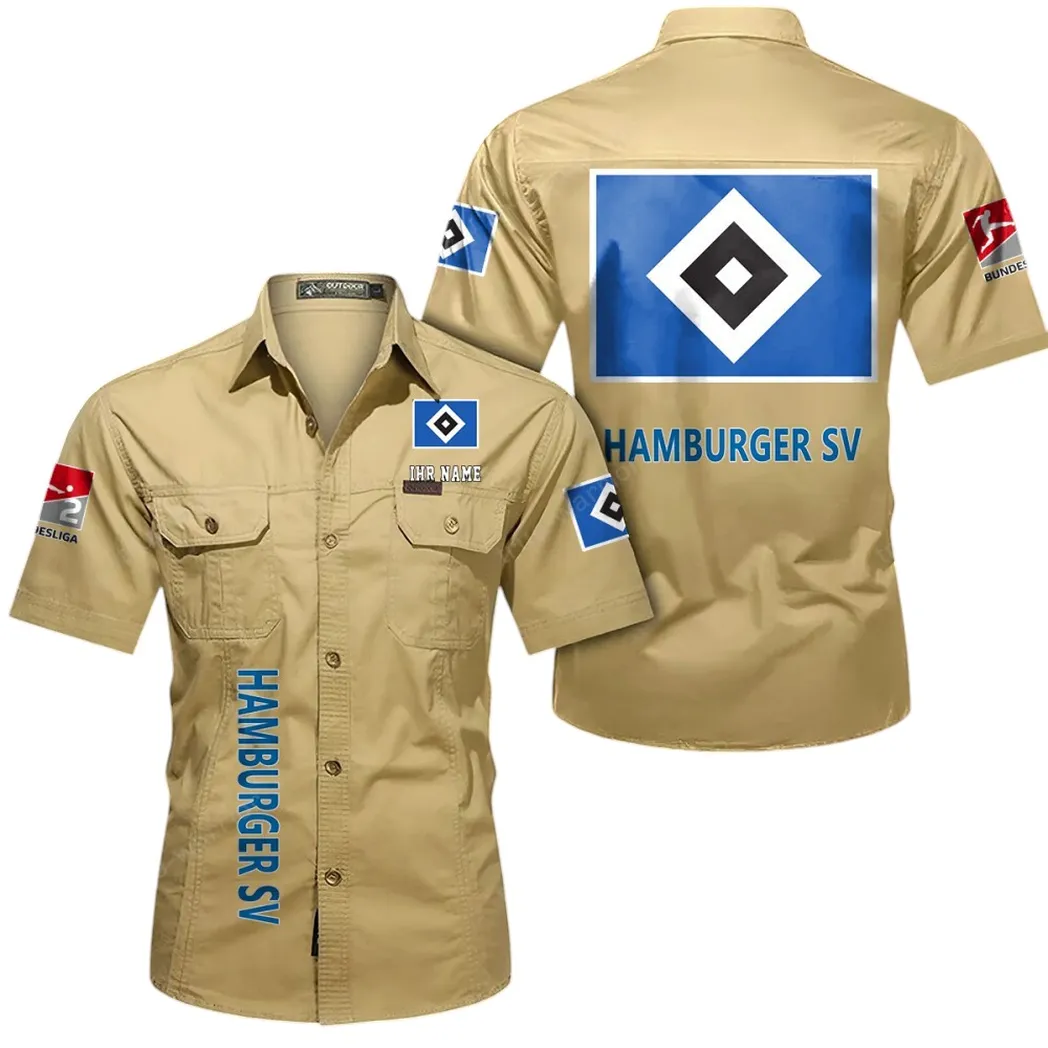 Hamburger SV Hemd mit kurzen Ärmeln, All-Over-Print Kurzarmhemd BDE11052625237 - Khaki