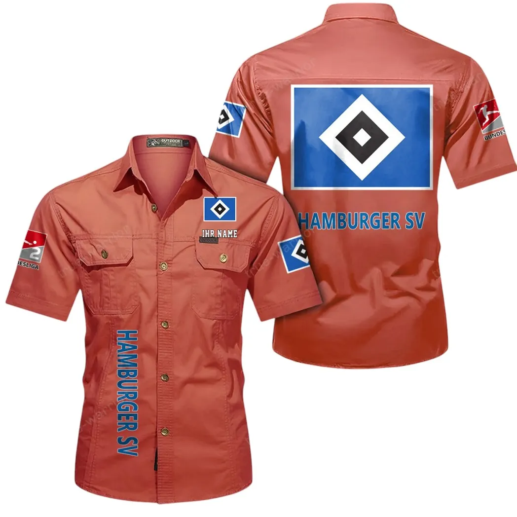 Hamburger SV Hemd mit kurzen Ärmeln, All-Over-Print Kurzarmhemd BDE11052625237 - Rot
