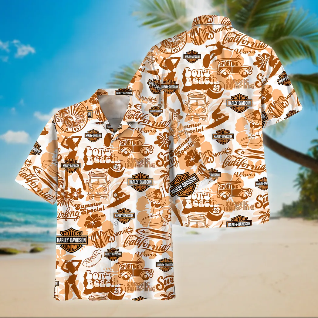 Harley Davidson Hawaiihemd im Vintage-Stil, Unisex Hawaiihemd für den Sommer CAR04042025666