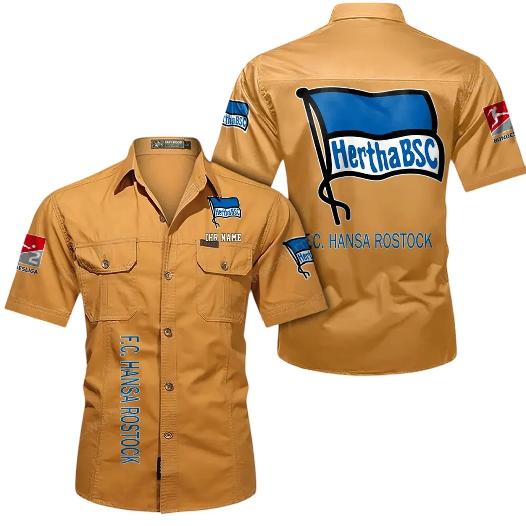 Hertha BSC Hemd mit kurzen Ärmeln, All-Over-Print Kurzarmhemd BDE11052625270 - Gelb-Orange