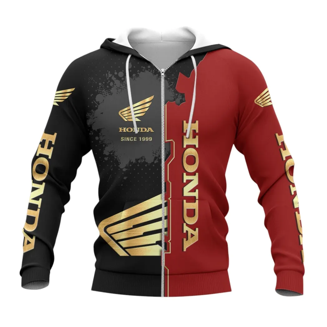 Honda Motorcycle Hoodie mit reißverschluss, Allover-Druck Hoodie Honda Motorcycle Fan CAR44021725034-3