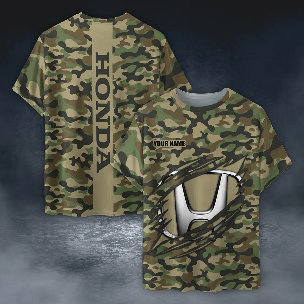 Honda T-Shirt im Camouflage-Stil, Oversized Hemd CAR210040825706
