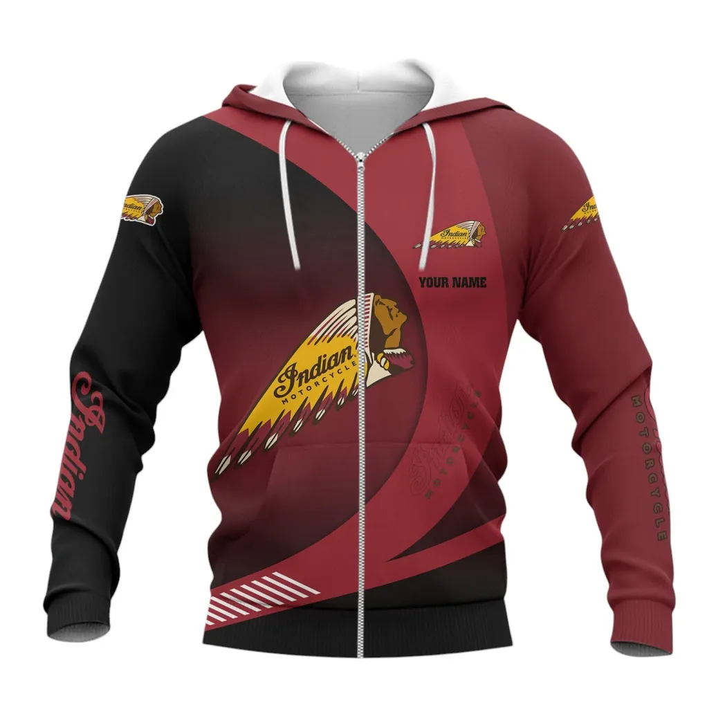 Indian Motorcycle Hoodie mit reißverschluss, Allover-Druck Hoodie Indian Motorcycle Fan CAR7402222530