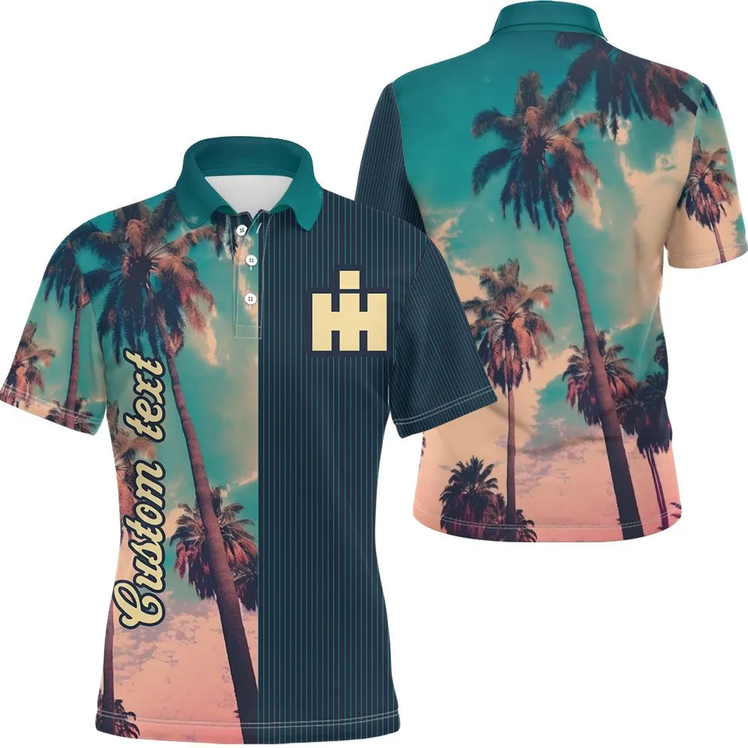 International Harvester Vintage Poloshirt mit Palmen, Personalisiert Poloshirt mit Allover-Autodruck CAR431041625342