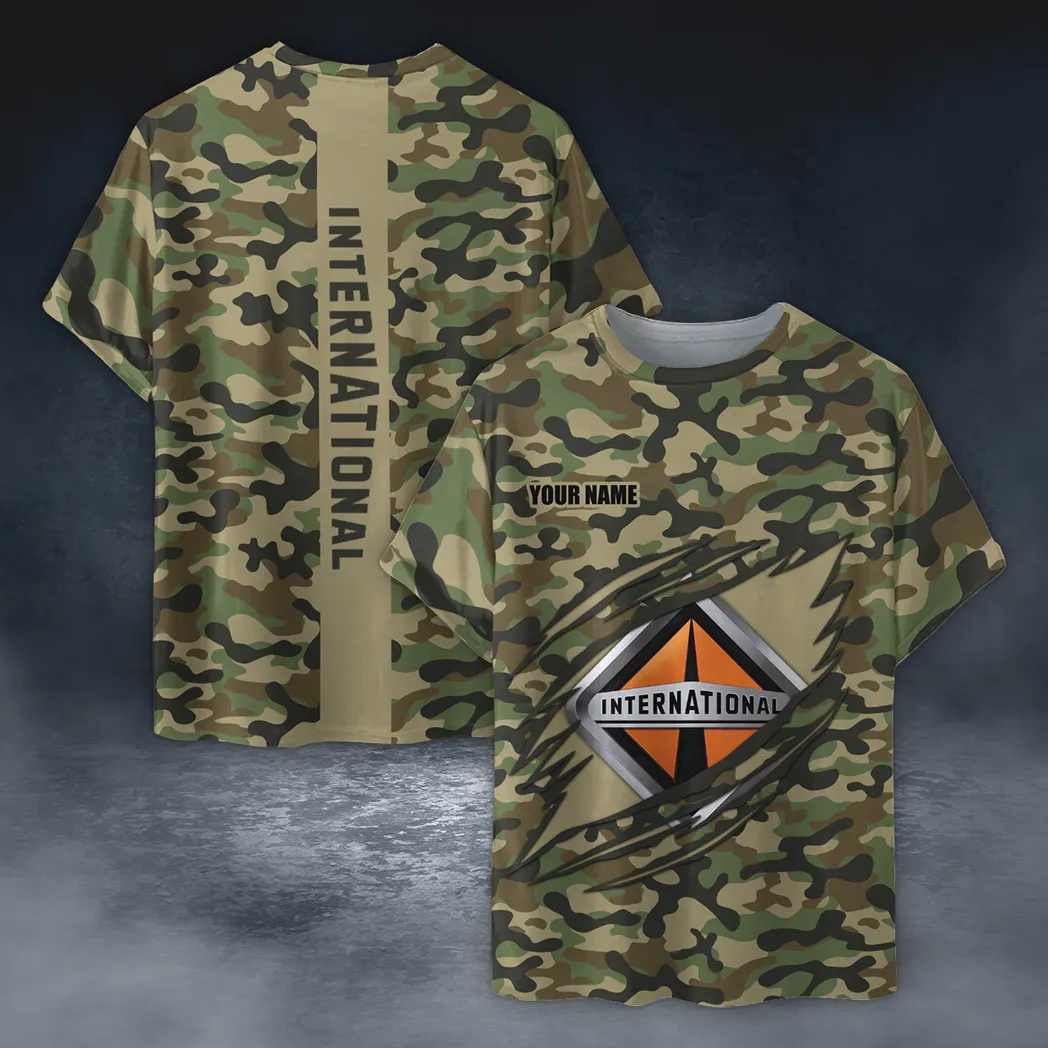 International T-Shirt im Camouflage-Stil, Oversized Hemd CAR210040825709