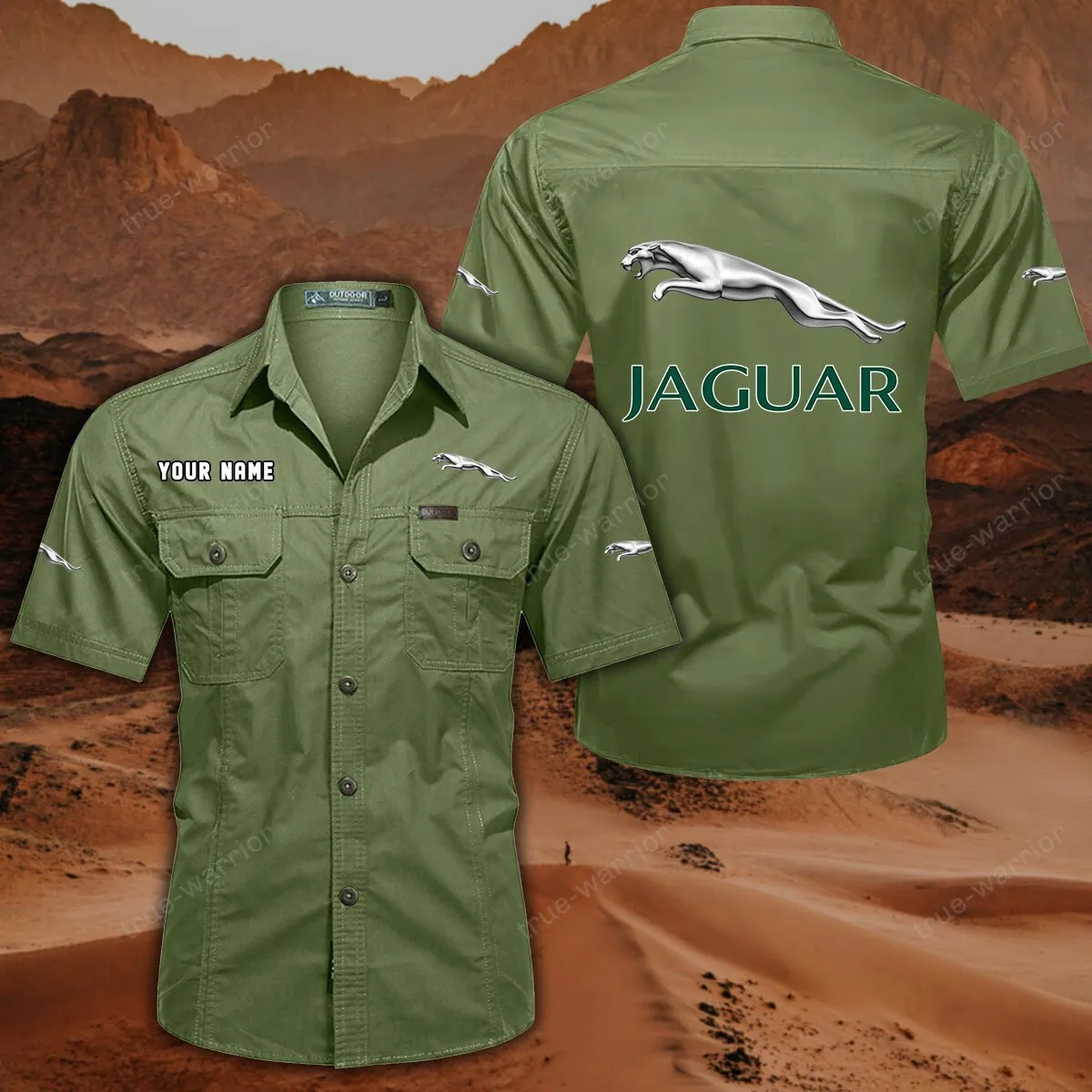 Jaguar Cars Hemd mit kurzen Ärmeln, All-Over-Print Kurzarmhemd CAR444052625920 - Fruchtgrün