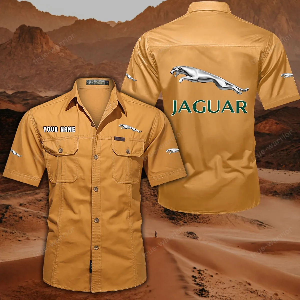 jaguar cars hemd mit kurzen rmeln all over print kurzarmhemd car444052625920 gelb orange g793p