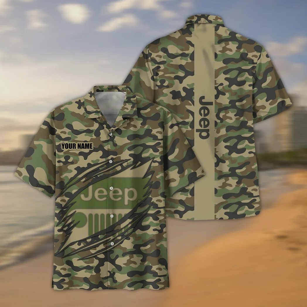 Jeep Hawaiihemd im Camouflage-Stil, Oversized CAR210040825711