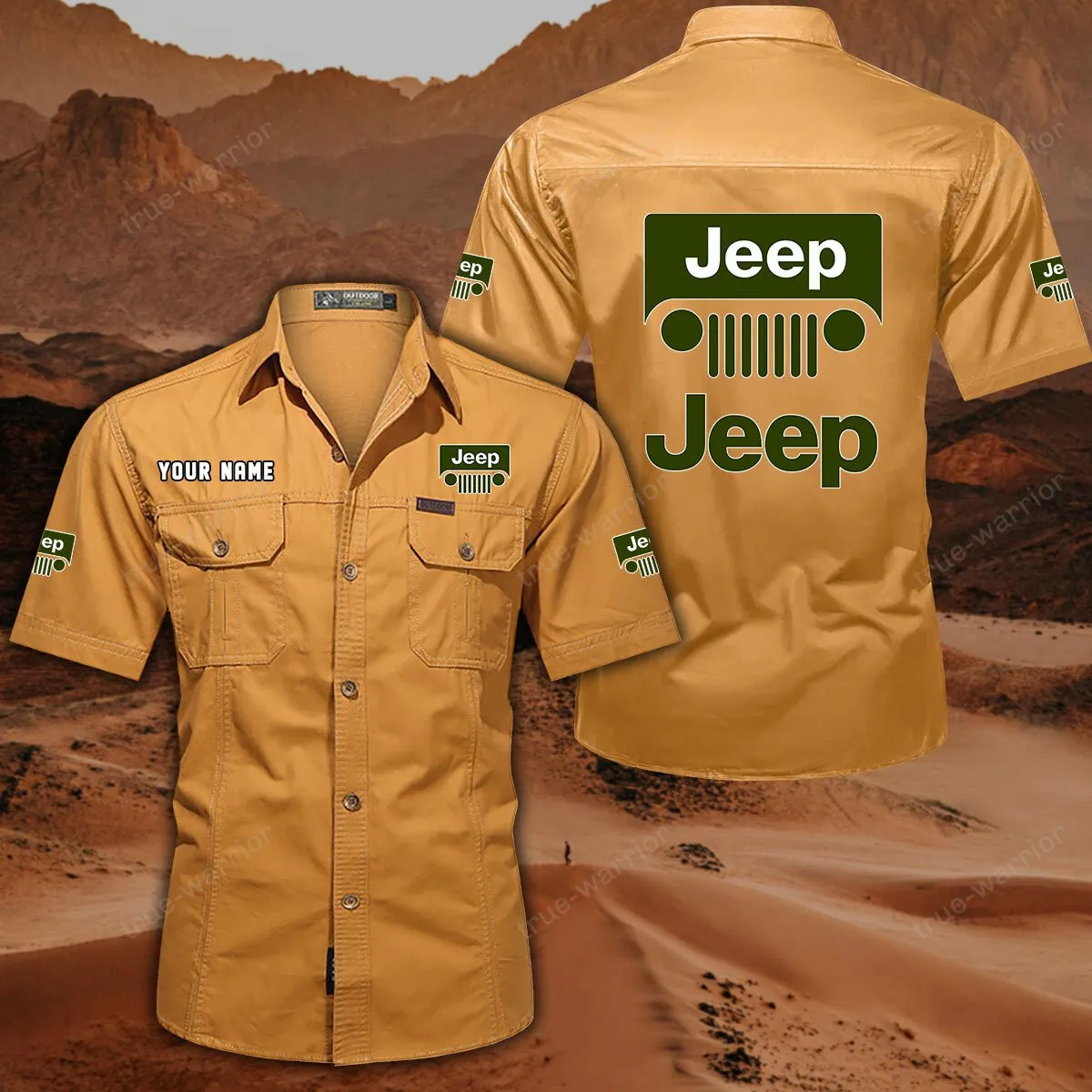 jeep hemd mit kurzen rmeln all over print kurzarmhemd car444052625936 gelb orange 37ztj