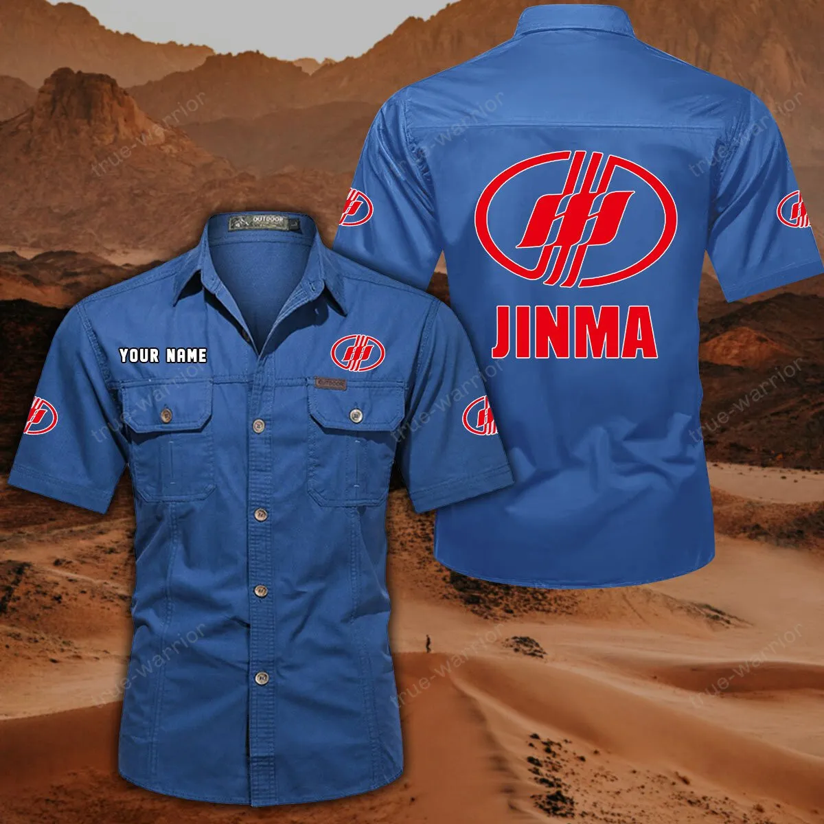 Jinma Hemd mit kurzen Ärmeln, All-Over-Print Kurzarmhemd CAR444052625960 - Cowboyblau