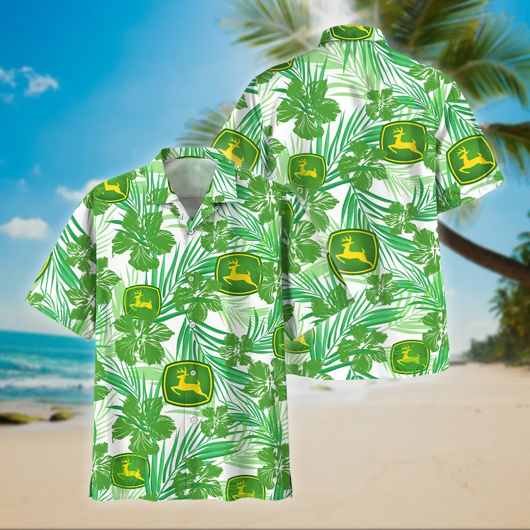 John Deere Hawaiihemd im Vintage-Stil, Unisex Hawaiihemd für den Sommer CAR04042025683