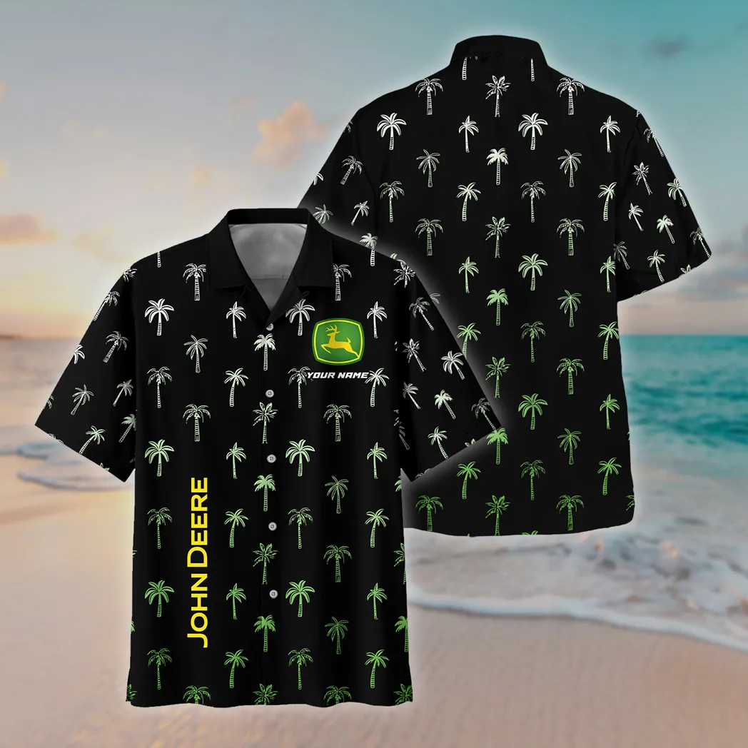 John Deere Hawaiihemd im Vintage-Stil, Unisex Hawaiihemd für den Sommer CAR04042025686