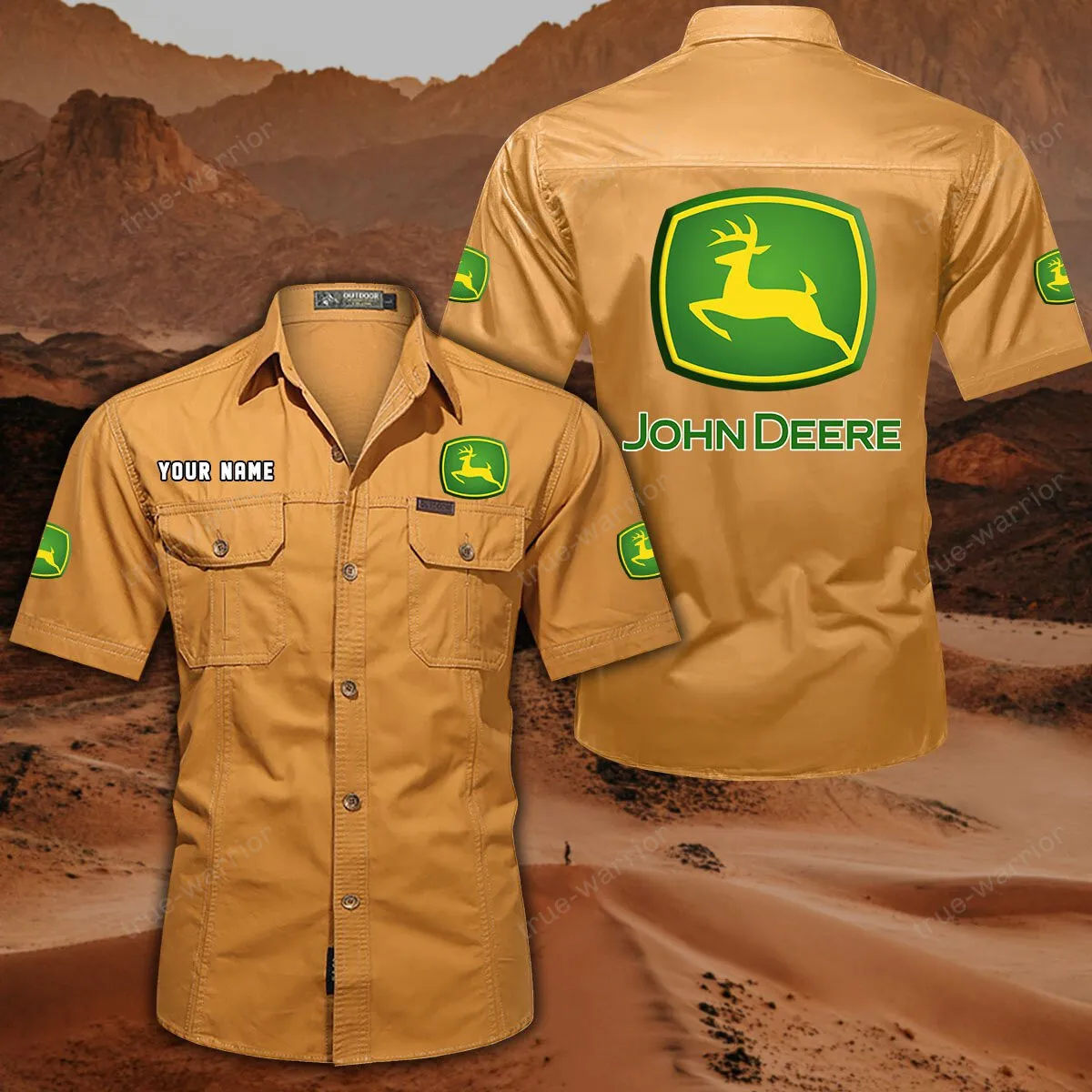 john deere hemd mit kurzen rmeln all over print kurzarmhemd car444052625940 gelb orange kguja