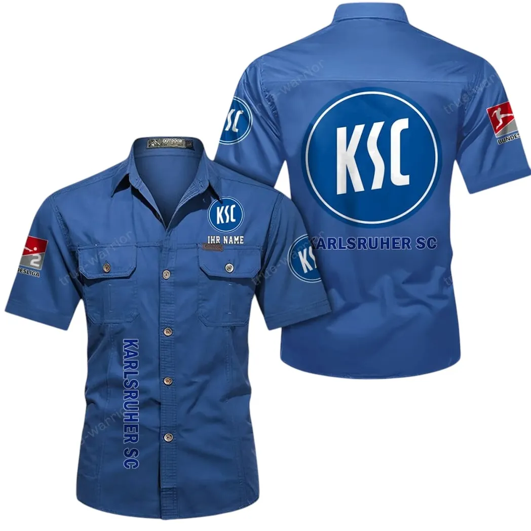 Karlsruher SC Hemd mit kurzen Ärmeln, All-Over-Print Kurzarmhemd BDE11052625254 - Cowboyblau