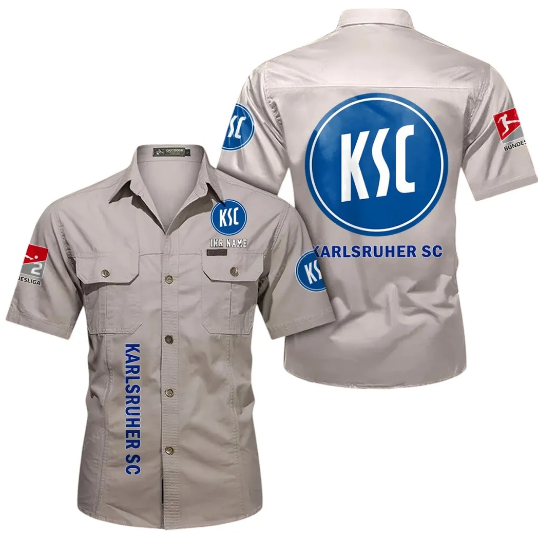 Karlsruher SC Hemd mit kurzen Ärmeln, All-Over-Print Kurzarmhemd BDE11052625254 - Beige