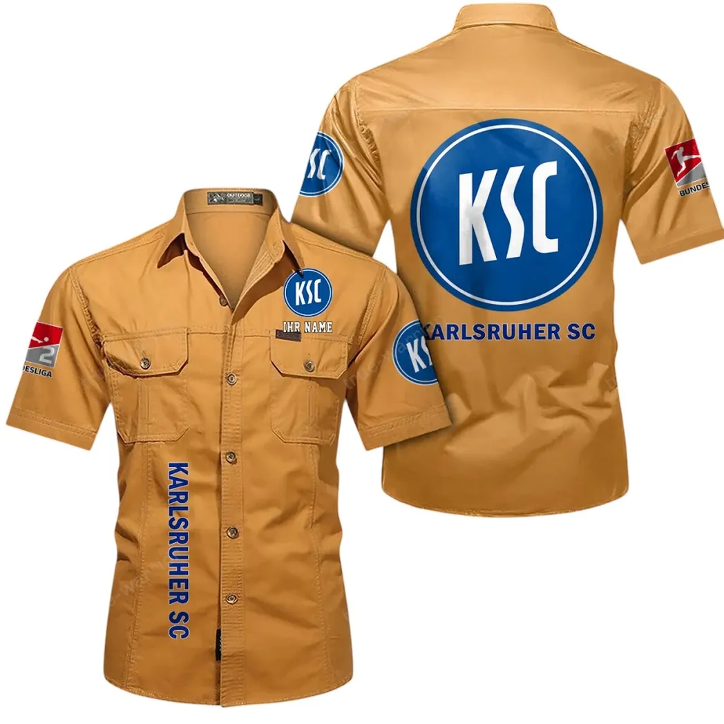 Karlsruher SC Hemd mit kurzen Ärmeln, All-Over-Print Kurzarmhemd BDE11052625254 - Gelb-Orange