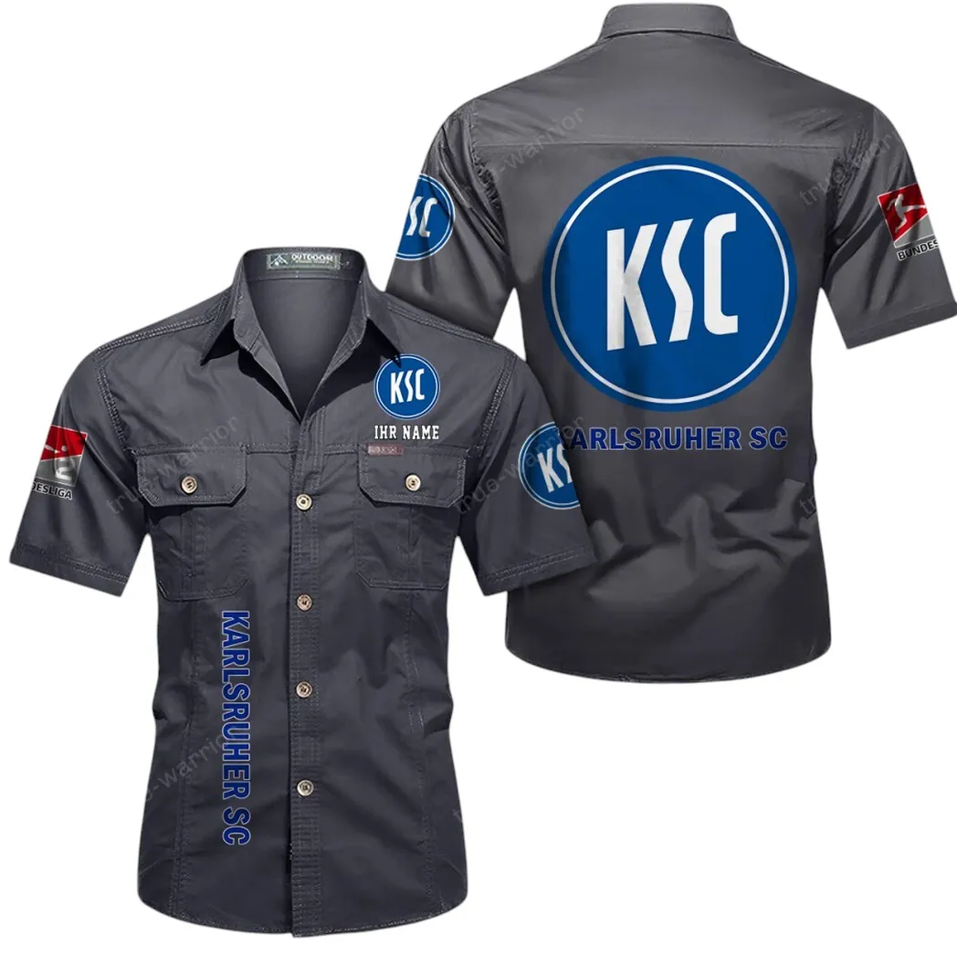 Karlsruher SC Hemd mit kurzen Ärmeln, All-Over-Print Kurzarmhemd BDE11052625254 - Grau