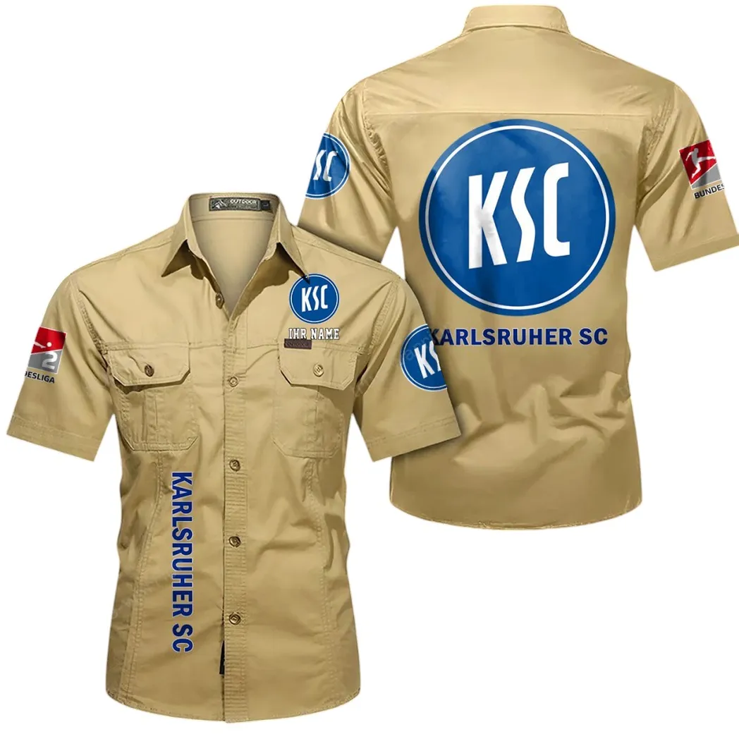 Karlsruher SC Hemd mit kurzen Ärmeln, All-Over-Print Kurzarmhemd BDE11052625254 - Khaki
