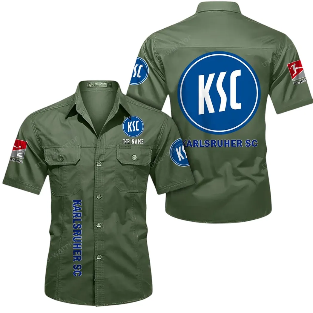 Karlsruher SC Hemd mit kurzen Ärmeln, All-Over-Print Kurzarmhemd BDE11052625254 - Olivgrün
