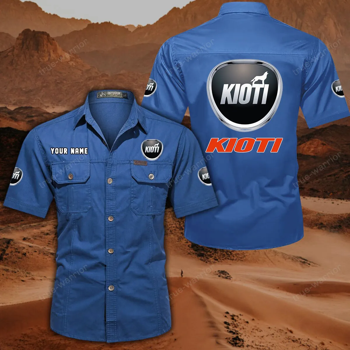Kioti Hemd mit kurzen Ärmeln, All-Over-Print Kurzarmhemd CAR444052625934 - Cowboyblau