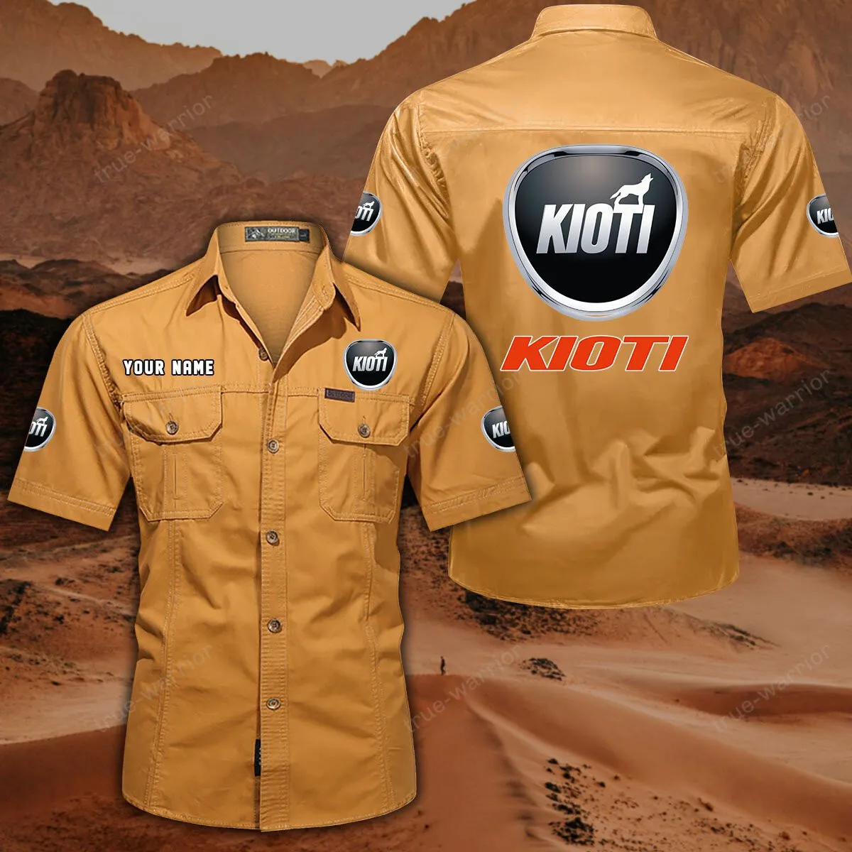 Kioti Hemd mit kurzen Ärmeln, All-Over-Print Kurzarmhemd CAR444052625934 - Gelb-Orange
