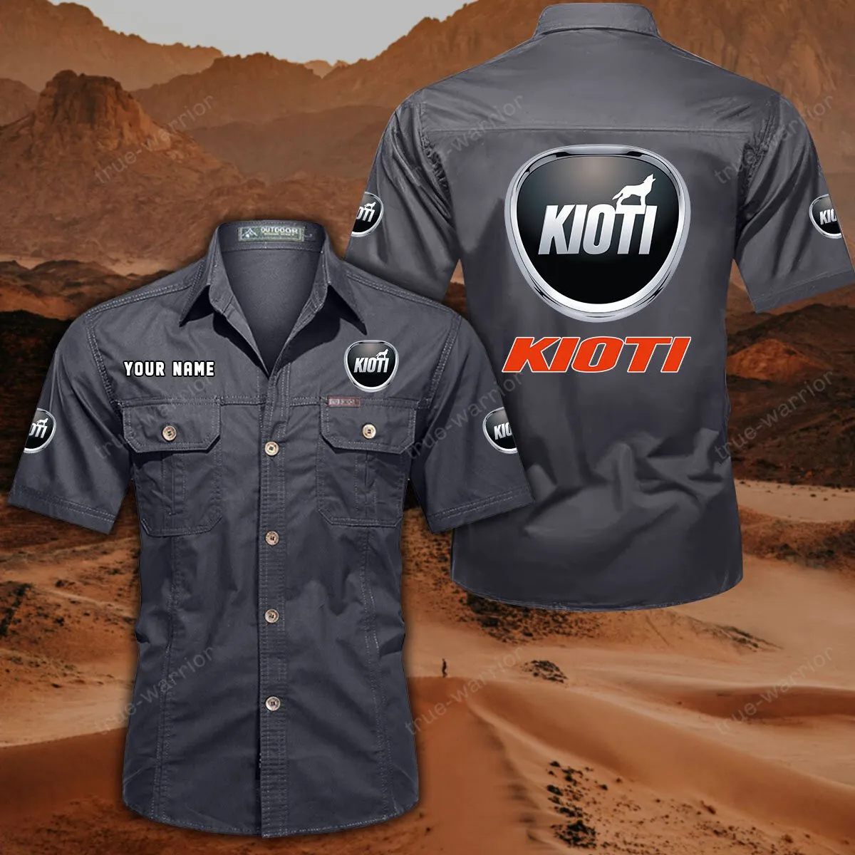 Kioti Hemd mit kurzen Ärmeln, All-Over-Print Kurzarmhemd CAR444052625934 - Grau