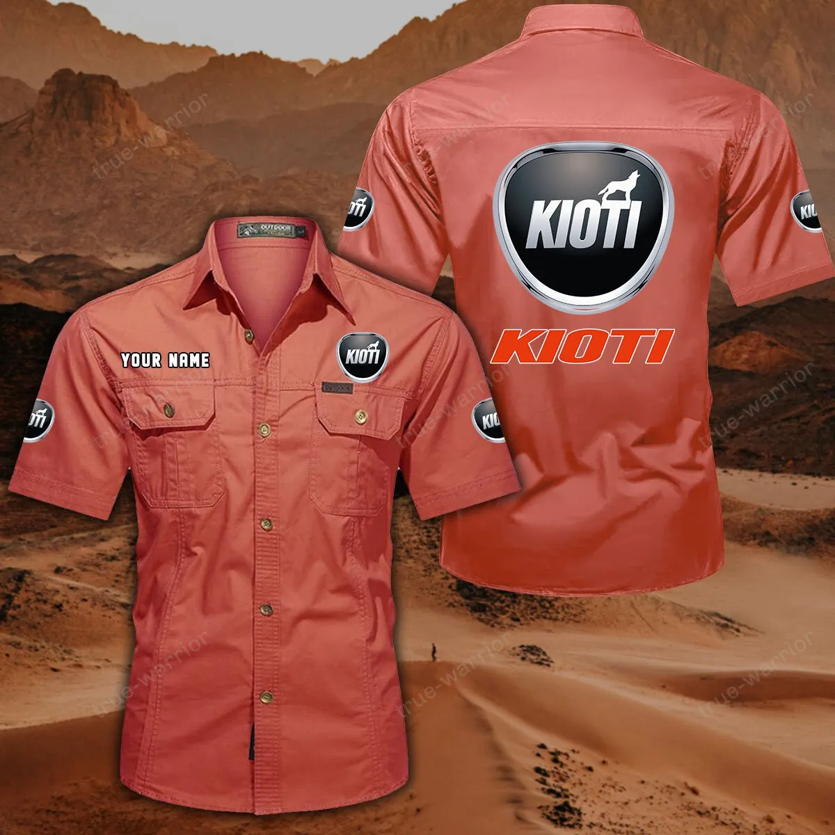 Kioti Hemd mit kurzen Ärmeln, All-Over-Print Kurzarmhemd CAR444052625934 - Rot