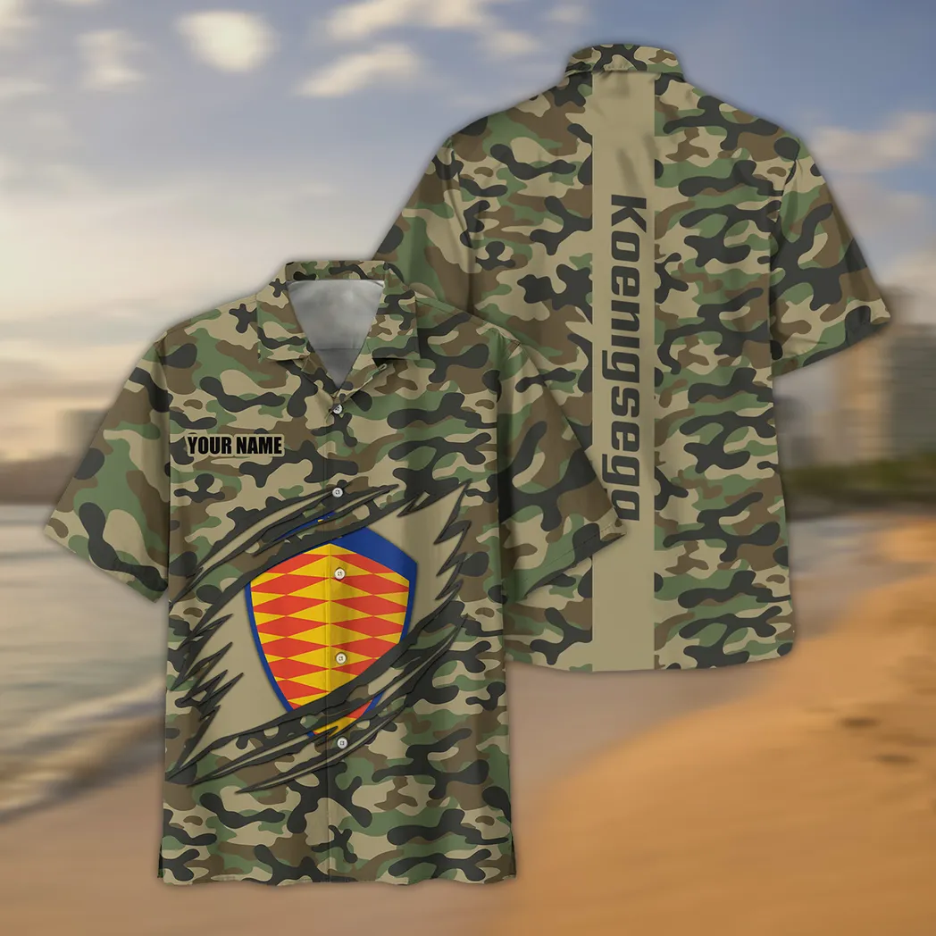 Koenigsegg Hawaiihemd im Camouflage-Stil, Oversized CAR210040825744
