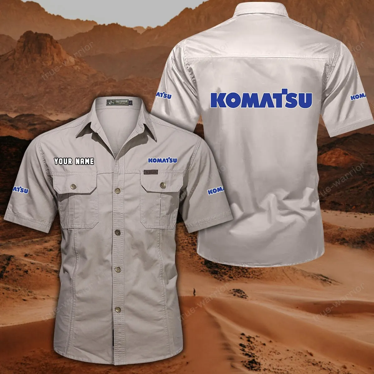 Komatsu Hemd mit kurzen Ärmeln, All-Over-Print Kurzarmhemd CAR444052625958 - Cremeweiß