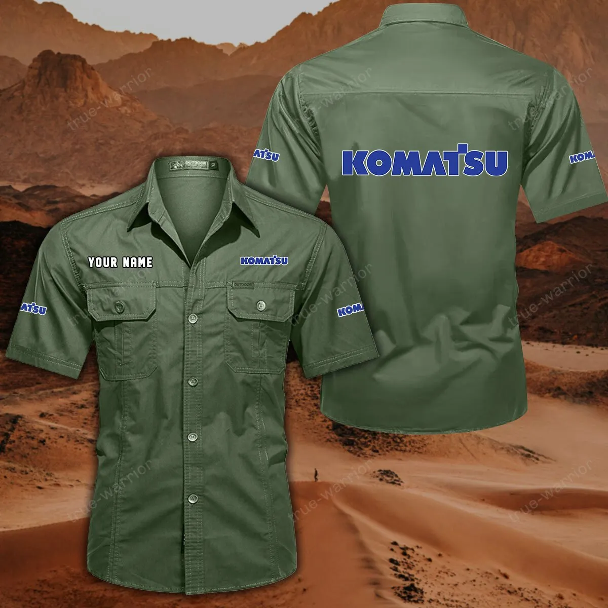 komatsu hemd mit kurzen rmeln all over print kurzarmhemd car444052625958 olivgrn rpl8p