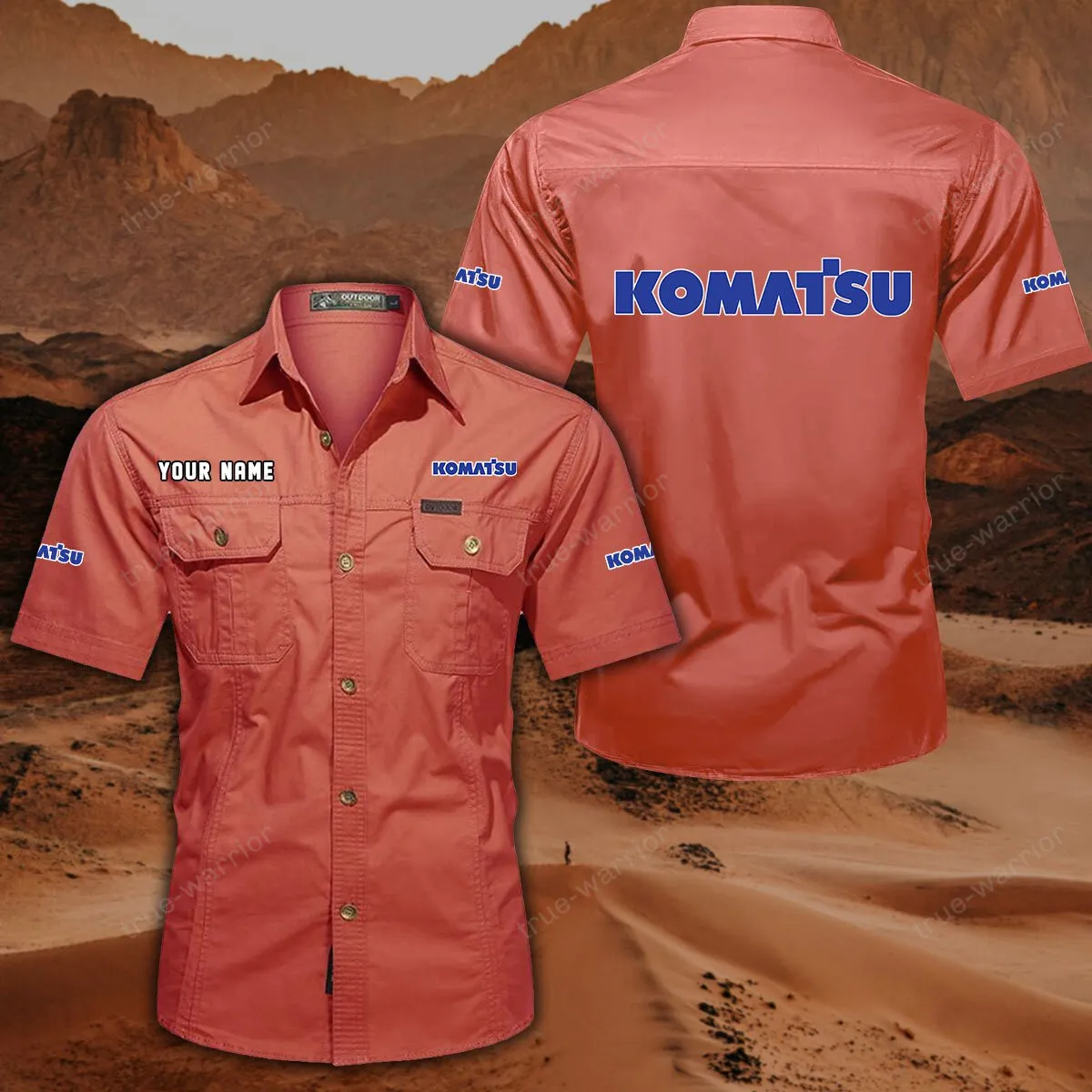 Komatsu Hemd mit kurzen Ärmeln, All-Over-Print Kurzarmhemd CAR444052625958 - Rot
