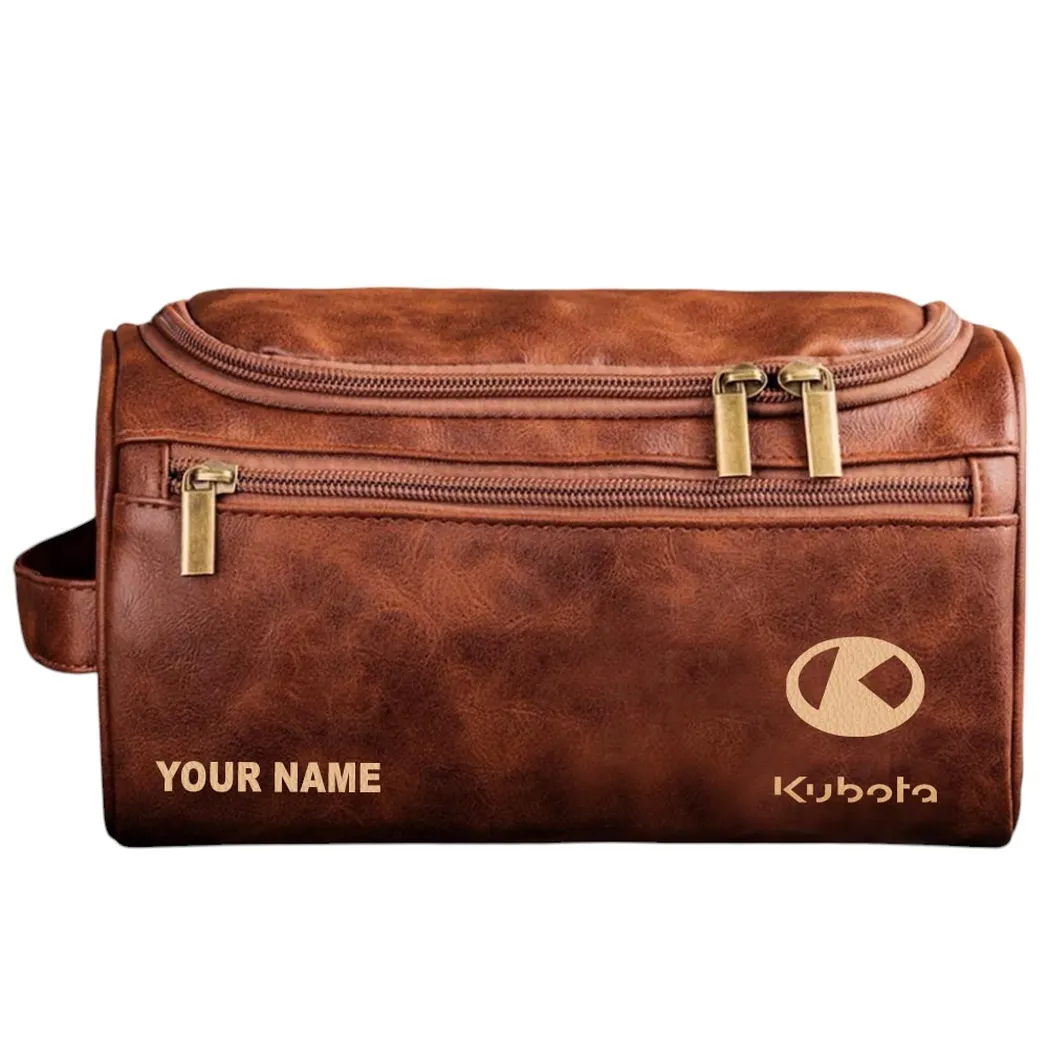 Kubota Ledertasche, Personalisierte Kulturtasche - Rotbraun CAR44205072535