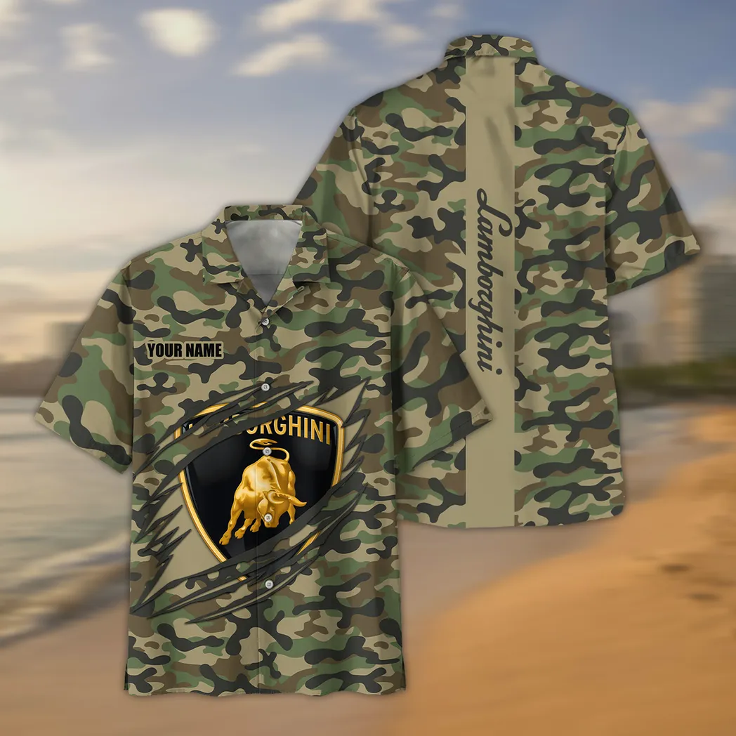 Lamborghini Hawaiihemd im Camouflage-Stil, Oversized CAR210040825714