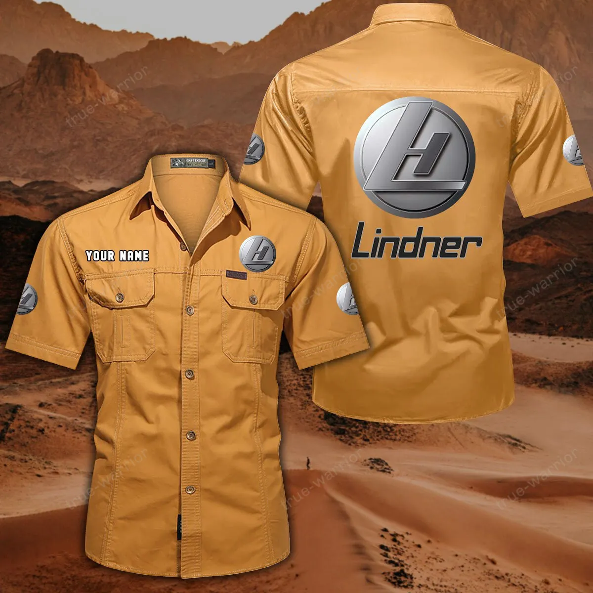 Lindner Hemd mit kurzen Ärmeln, All-Over-Print Kurzarmhemd CAR444052625950 - Gelb-Orange