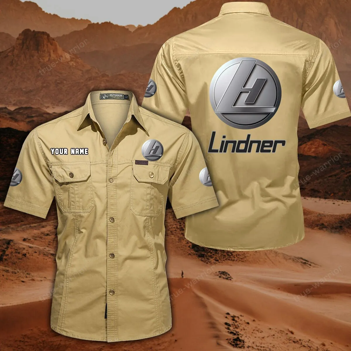 Lindner Hemd mit kurzen Ärmeln, All-Over-Print Kurzarmhemd CAR444052625950 - Khaki