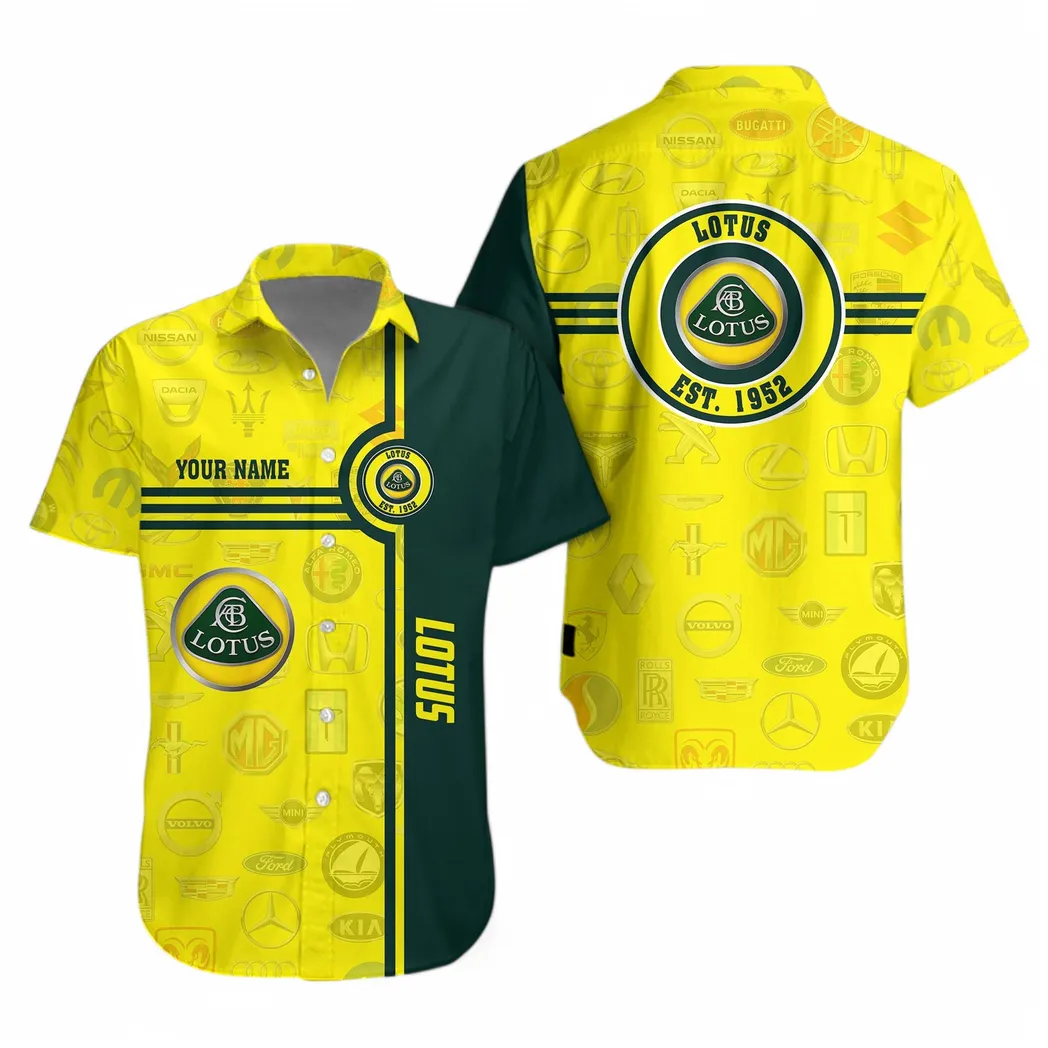 Lotus Hawaiihemd für Männer All Logo, Geschenk für Lotus Fan CAR174022525023