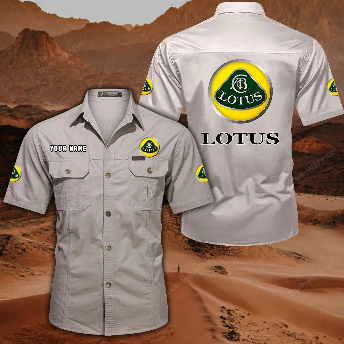 Lotus Hemd mit kurzen Ärmeln, All-Over-Print Kurzarmhemd CAR444052625933 - Beige