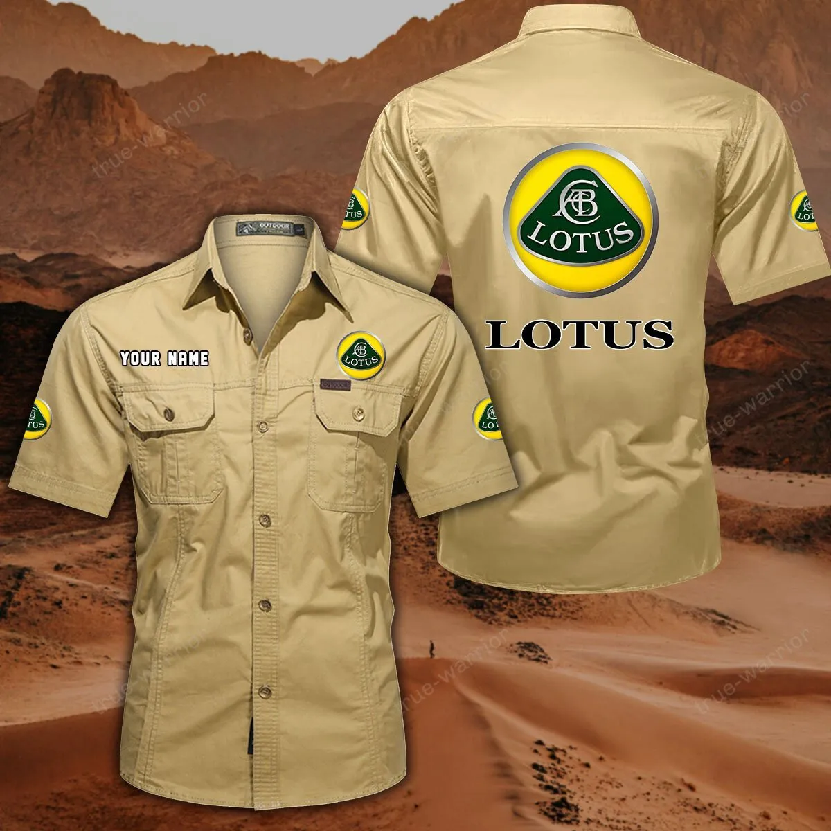 Lotus Hemd mit kurzen Ärmeln, All-Over-Print Kurzarmhemd CAR444052625933 - Khaki