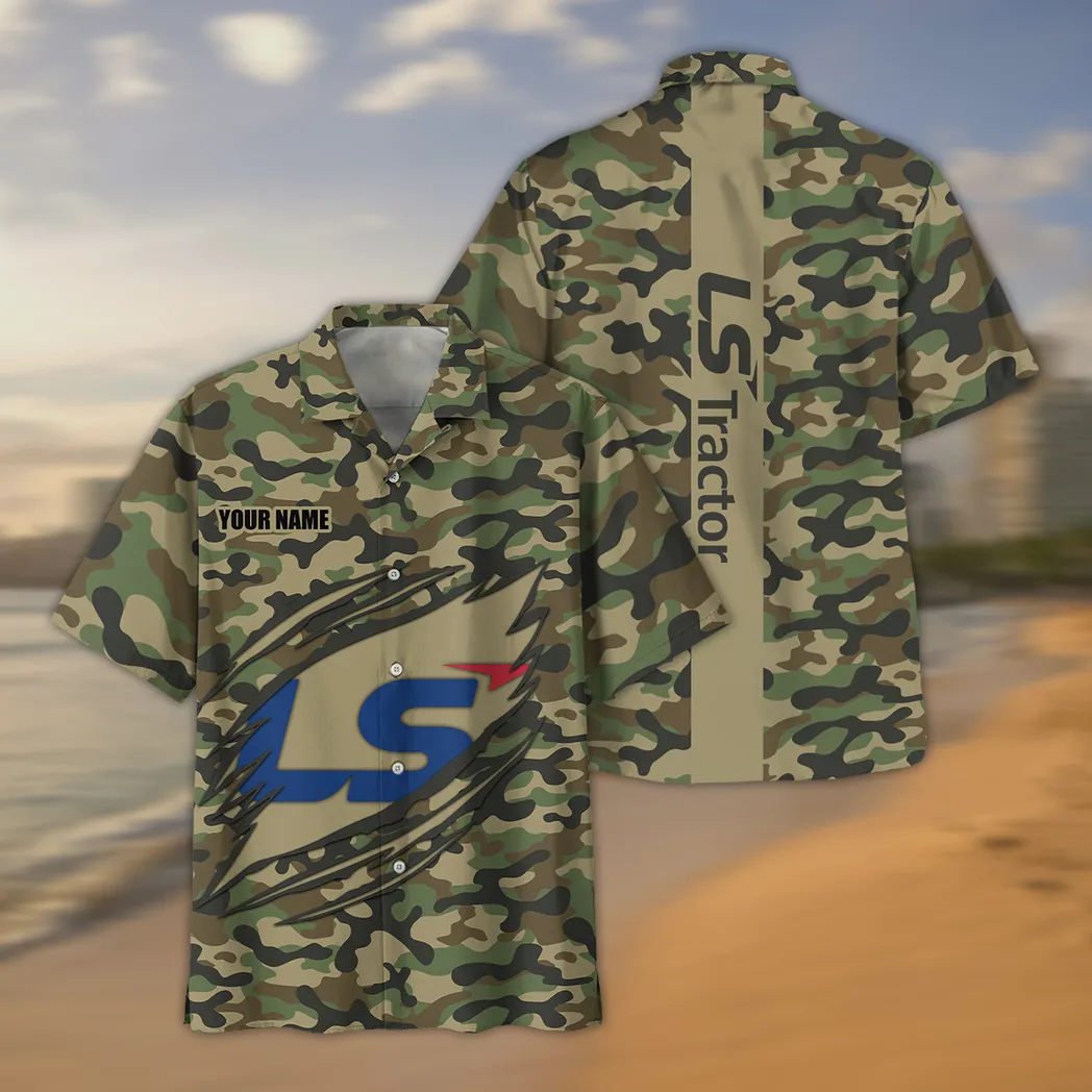 LS Tractor Hawaiihemd im Camouflage-Stil, Oversized CAR210040825718